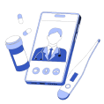 Online doctor’s consultation or telemedicine illustrator